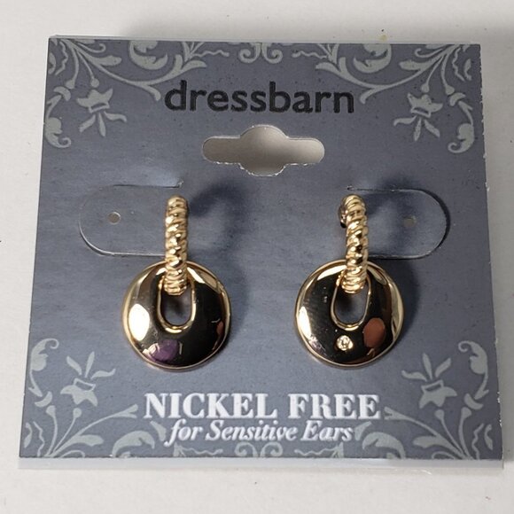 2/$30 Gold tone Dainty Interconnected Hoops Post Drop Earrings, 0.75" - Jewelry - Picture 9 of 11